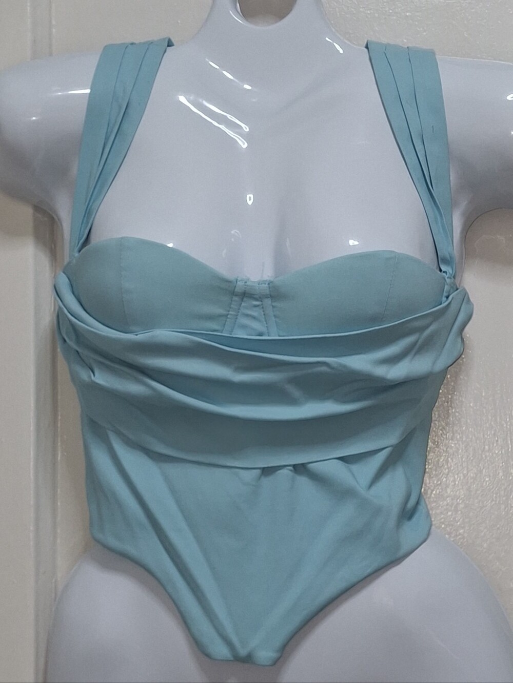 Marthea Light Blue Bustier Crop Top M Padded Underwire Corset